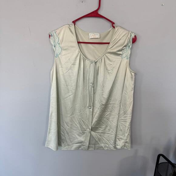 Vintage Jolie Two Silky Pajama Top Women's Size Medium Sleeveless Sleepwear - Picture 1 of 9
